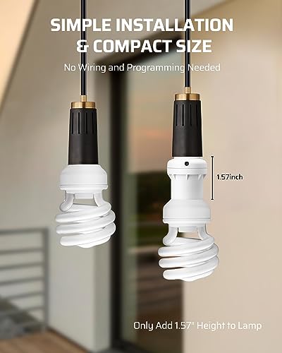 dewenwils light sensor socket e26e27 socket adapter automatic dusk to dawn double sensors for porchwall light fixtures compatible with incandescentcflledhalogen 2 pack white etl listed
