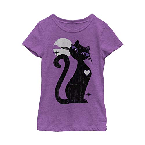 LOST GODS Girl's Halloween Full Moon Cat Heart T-Shirt