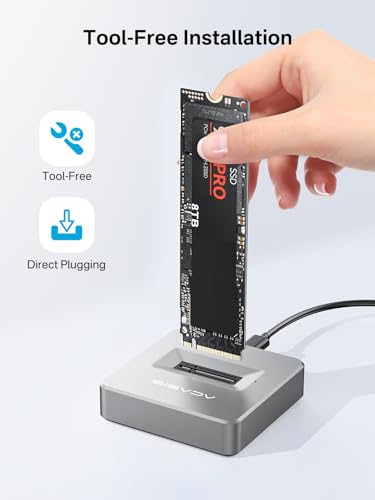 Image of ACASIS NVME SSD Reader Adapter, Aluminium Alloy Housing Fast Heat Dissipation, NVME to USB Docking Station, M.2 SSD to USB Adapter 10Gbps, Support M.2 (M Key) NVMe SSD and (B+M Key) SATA-Based SSD