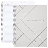 Juvale Meeting Notebook for Work - Spiral-Bound Planner Notebook for Work Planner & Office Supplies - Agenda & To Do List Notepad - 11 x 8.5 In, White, Pack of 2