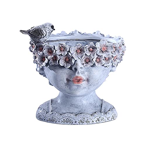 Hulzogul Vaso de suculentas de rosto de resina, vaso de plantas de rosto de flores, plantas suculent