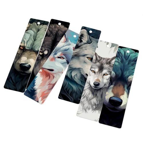 Marque-pages loup avec pompon élégant en lot de 6 pour lecteur passionné