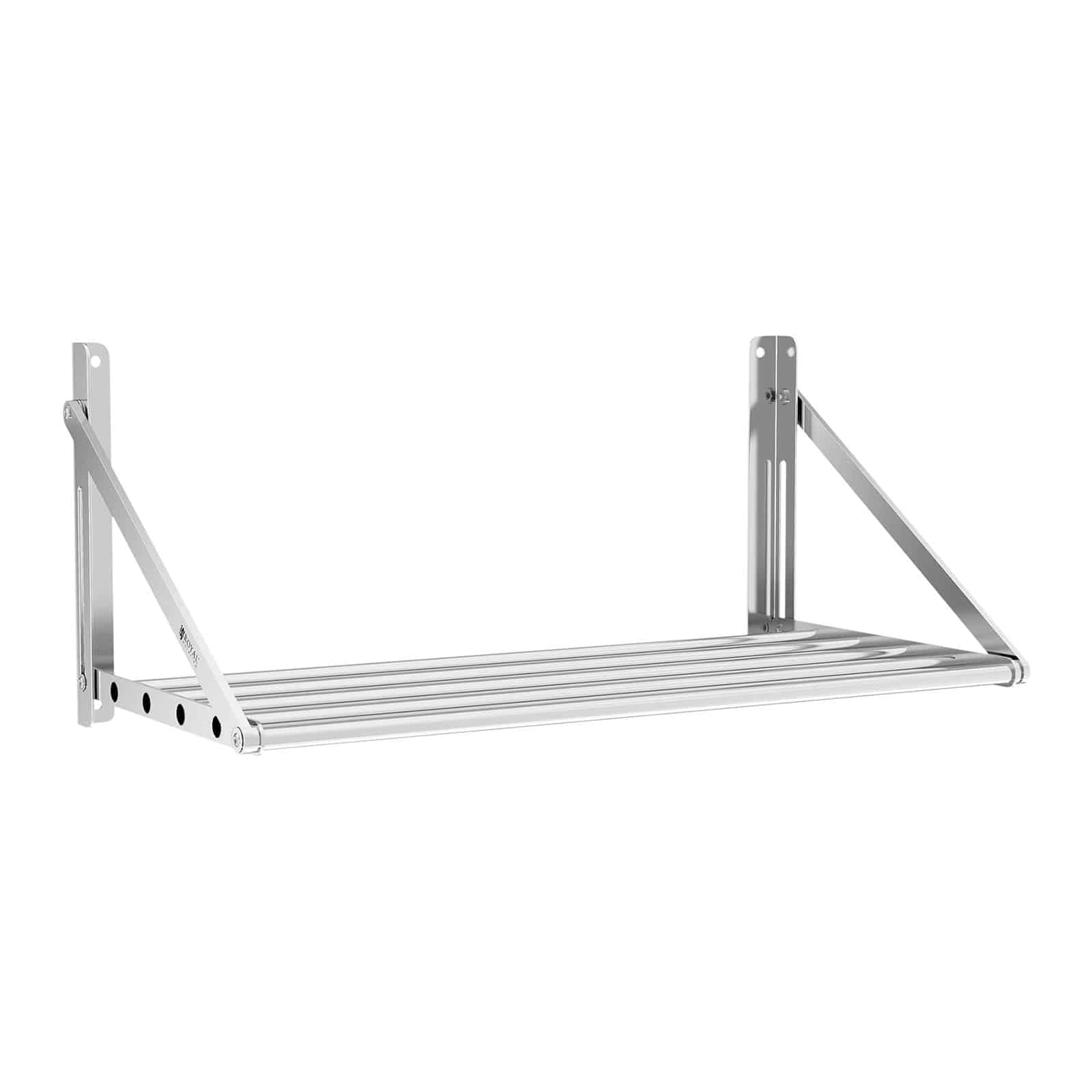 Royal Catering Étagère Murale Pliable Rabattable Pliante À Barres Barreaux RC-TFWH8045 (80 x 45 cm, Capacité De Charge 40 kg, Modèle À Barres De Suspension, Montage Mural, Acier Inoxydable)
