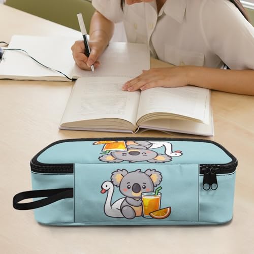 Image of Cute Koala Girls Large Pencil Pouch for Preschool Kids Large Pencil Case for 2Nd 3Rd Children Pencil Bag with External Zipper Boys Pencil Box for Toddler Ninos Coin Purse,Blue