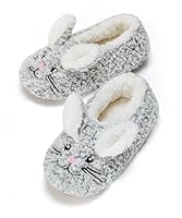 cosyone1997 Cute Slippers for Women Adults Kids Girls Teens, Fuzzy Bedroom Shoes Indoor, Soft Cozy Fluffy House Socks, Unique Funny Christmas Gifts for Mom Grandma Animal Lovers, Grey Bunny Size 4-6