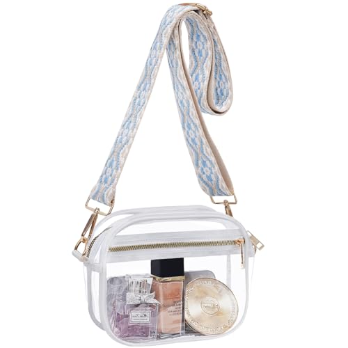 Image of Fibrdoo Clear Bag Stadium Approved, Leather Clear Crossbody Purse Bag for Concerts Sports Events Festivals