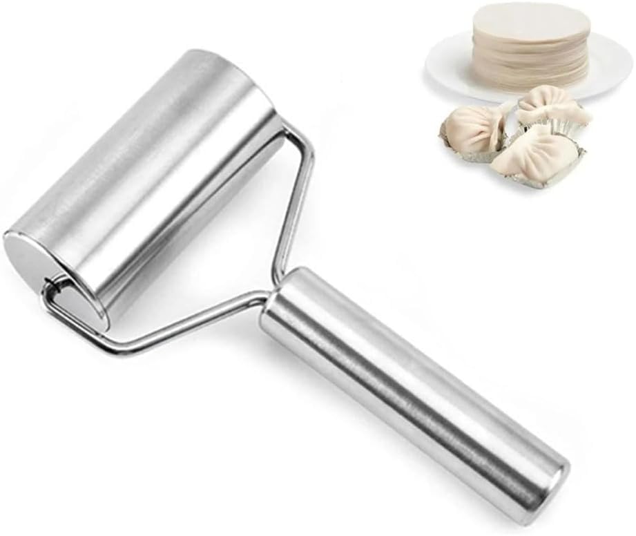 Heyumybit Edelstahl Nudelholz,Teigroller Klein,Handgefertigtes Teigroller Edelstahl für Backblech,Nudelrolle für Pasta,Cookies,Pizza und Teig Rolling Pin