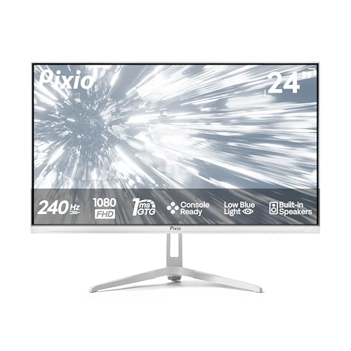 Image of Pixio Two PX249 Wave White 24 inch 240Hz Refresh Rate FHD 1080p Resolution IPS Panel 4ms GTG Response Time Gaming Monitor and PS1D Wave White Dual Monitor Arm