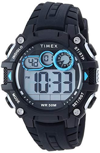 Timex Men's TW5M27300 DGTL Big Digit 48mm Black/Gray/Blue Silicone Strap Watch