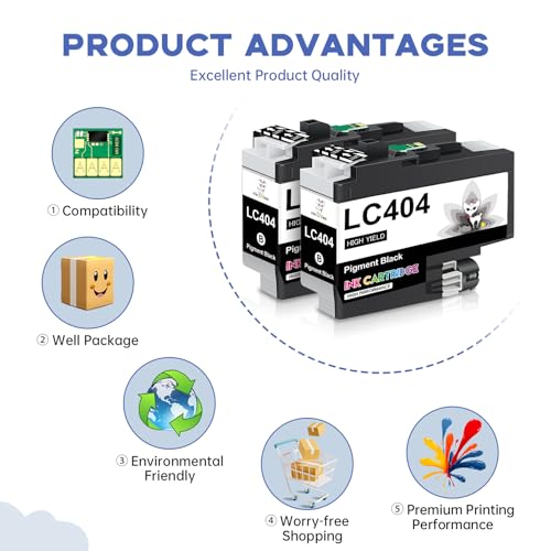 Image of Miss Deer LC404 Black Ink Cartridges Compatible Replacement for Brother LC404BK LC404 Black Ink,Work for Brother MFC-J1205W MFC-J1215W MFC-J1205W XL Printer