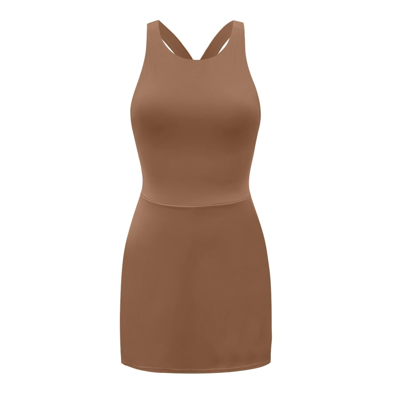 Robe décontractée Sportive pour Femme en Deux pièces avec Dos Transparent et Short intégré pour Le Yoga et l'entraînement