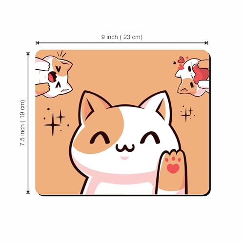 Image of Cute Cartoon Cat Mouse Pad for Laptop & Desktop | Smooth Surface, Non-Slip Rubber Base | Kawaii Animal Design Mouse Mat for Office, Home & Gaming (9 x 7.5 Inches)