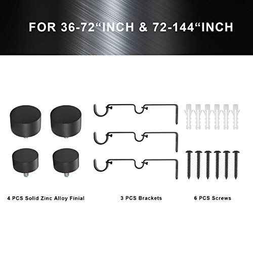 Double Curtain Rods For Windows,1-Inches Front And 3/4 Inches Back Metal Matte Black Window Curtain Rod,36-72 Inches Adjustable Drapery Rod With Premium Aluminum Finials #TOP1