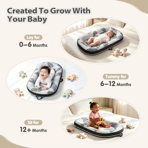Image of BUTOA Baby Lounger - Breathable Soft Baby Nest, Portable Infant Support Cushion Tummy Time Mat for 0-24 Months, Infant Lounger for Home and Travel, Ideal Newborn Babies Essentials Baby Shower Gifts