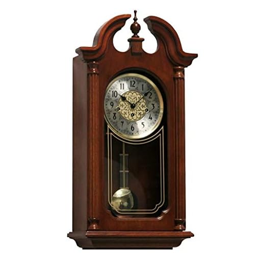 Store: Hopewell Mechanical Regulator Wall Clock #70820N90341 by Hermle - Elegant Antique Style Wood Clock with Pendulum and Chimes