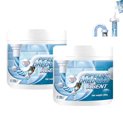 Starkes Rohrreinigungsmittel, Pipeline Dredging Agent, Pipeline dredging agent Powder, eistungsstarkes Rohrreinigungsmittel für Küchen- und Toilettenrohre, Express-Rohrreinigung (2PC)
