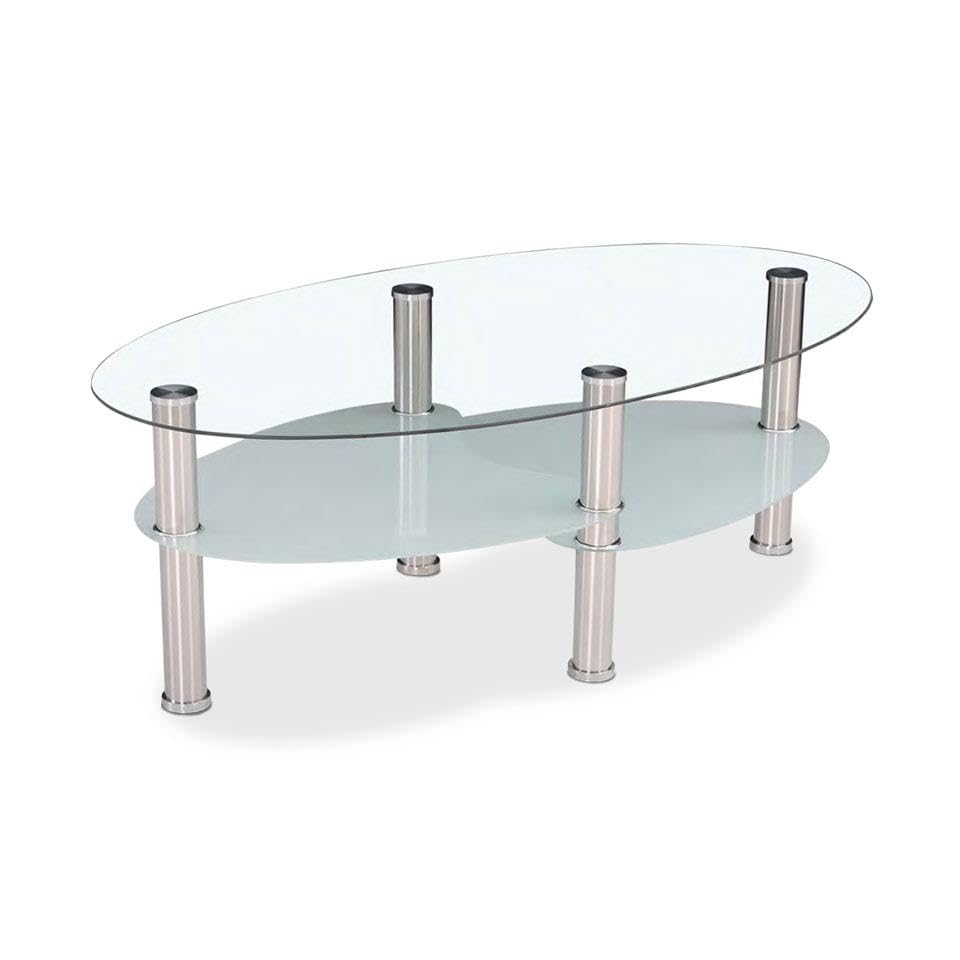 HOGAR24 ES Mesa de Centro Ovalada de Cristal Transparente, Diseño Moderno, Medidas: 110 cm (Ancho) x 45 cm (Alto) x 60 cm (Fondo).