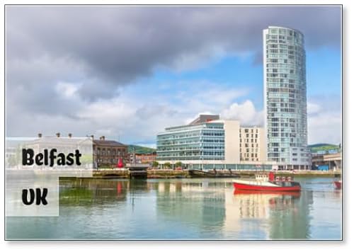 Kühlschrankmagnet mit Blick auf Belfast mit dem Fluss Lagan, Großbritannien, Design 1