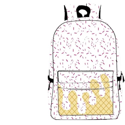 Ice Cream Drip Backpack, Kawaii Shoulder Bagpacks, Ice Cream Backpack, Cute Large Capacity with Side Pockets (White)