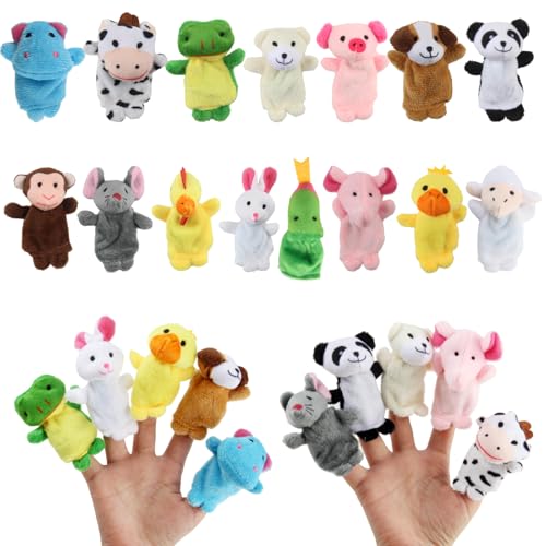 Xmart 15 Piezas Marionetas de Dedo de Zoológico Juego de Títeres de Dedo de Animales Muñecos Dedos Suave Finger Puppet Felpa para Juguetes Educativo Regalo de Cumpleaños