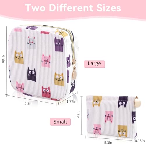 Image of 2-Pack Period Bag for Women Girls, Portable Corduroy Sanitary Napkin Storage Bag Period Pouch Small Discreet Menstrual Pouch, Sanitary Pads Period Kits Tampons Holder for First Period