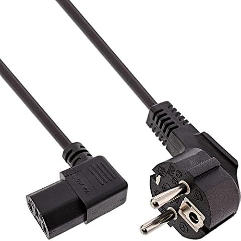 InLine® 16752G kabel sieciowy, zestyk ochronny kątowy na wtyczce urządzenia zimnego C13 zagięty w prawo, 0,3 m, czarny