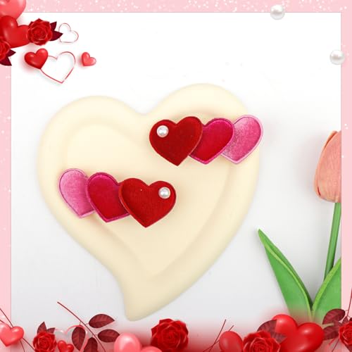 2 Piezas Pinzas para el Cabello de Corazón de Terciopelo para Niñas Accesorios Rojos para el Día de San Valentín miniatura 6
