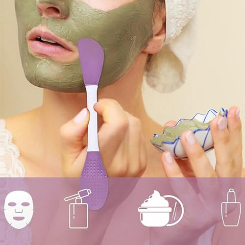 Image of Pack Of 2 Silicone Applicator 2 in 1 Soft Bristle Face Scrubber Beauty Tool Double-headed Silicone Mask Brush Face Cleansing and Applying Mud Mask Beauty Salon Special Brush Smear Tool For Facial