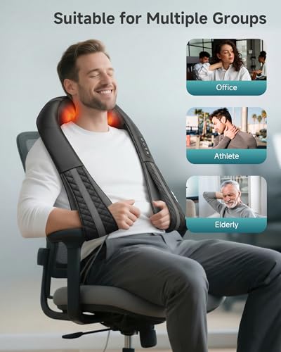 Image of Snailax Cordless Neck Massager with Heat, Shiatsu Neck Back Massager for Pain Relief Deep Tissue, 4D Kneading Shoulder Massager Pillow for Shoulder, Leg Rechargeable Massage Gifts for Mom, Dad