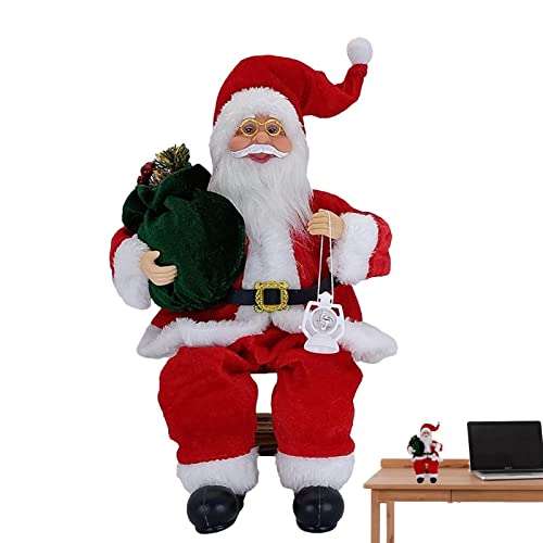 Estatuetas de Papai Noel sentado, decorações de Natal de Papai Noel de pelúcia de 35 cm | Estatuetas