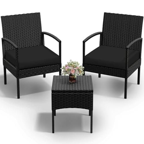 PROHIKER 3-Piece Patio Rattan Conversation Set