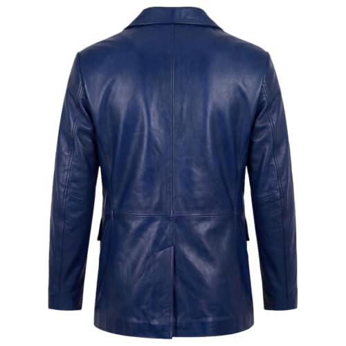Image of Isaac & David Chicago Lambskin Genuine Casual Wear Leather Blazer Sport Coat Classic Button Closure for Men 2 Button Coat