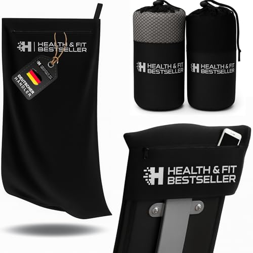 Health & FIT Premium Fitness Handtuch mit Reißverschlusstasche...