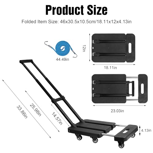 Carretilla plegable de mano de 165 lbs con 6 ruedas miniatura 2