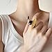 Asymmetry Black Agate Ring for Women Minimalist Open Wrap Thumb Band Gold-Tone Plated Adjustable Promise Rings Comfort Fit Wedding Fashion Unique Statement Eternity Jewelry