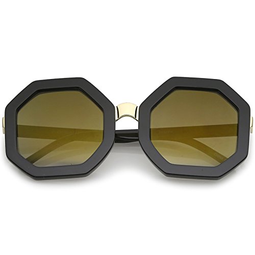 zeroUV Retro Metal Nose Bridge Octagon Shape Oversize Sunglasses 53mm