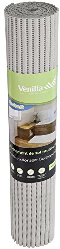 Venilia Weichschaummatte Venisoft Uni Grau Rutschfester Bodenbelag Duschmatte Anti-Rutschmatte, PVC-Polyester, Grau, 65 x 200 cm, 54160