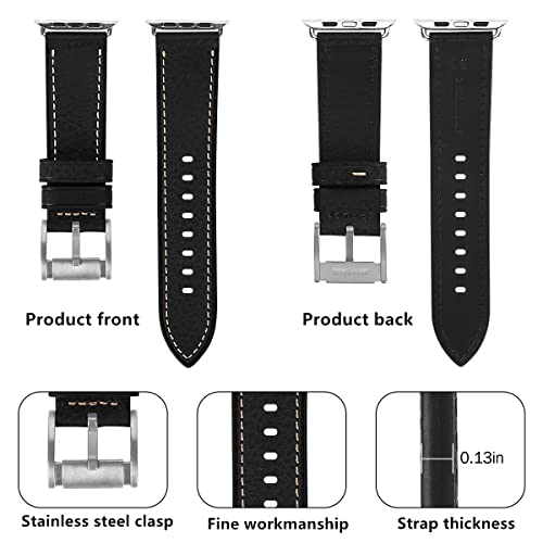 Image of HUAFIY Compatible for Apple Watch Bands 42mm 44mm45mm46mm 49mm 38mm 40mm41mm, Genuine Leather Band Strap for iWatch Series 11 /10 /9 /8,7,6,5,4,3,2,1, Ultra3 2 1