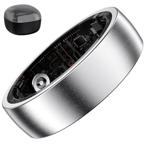 S SECRETTOP Fitness Tracker Ring for Women Men - Smart Ring with Heart Rate, Blood Oxygen, Sleep Tracker, IP68 Waterproof Activity Tracker (Silver 8) by S SECRETTOP - Used condition - US$79.82