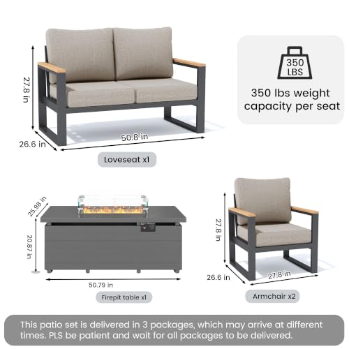 Image of Sundale Outdoor Aluminum Patio Furniture Set, 4 Piece Conversation Sets