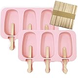 inkl. 100 Holzstiele 2X Silikon Formen EIS am Stiel Eisform mit Deckel Stieleisform + 100 Holzstiele