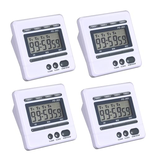 Eoslcusmvl 4X Temporizador de Cuenta Regresiva Digital 4 Canales Cuenta Regresiva Arriba Cocina Cocina Temporizador Reloj
