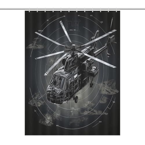 Rideau de douche hélicoptère en tissu polyester de qualité supérieure - 7