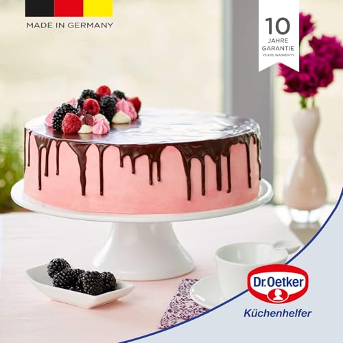 Foto von Dr. Oetker Springform Ø 26 cm EXCLUSIVE, Backform mit schnitt- & kratzfestem Flachboden mit Emaille-Versiegelung, runde Kuchenform mit Ring aus Stahlblech (Farbe: Grau-Braun/Crème) Menge: 1 Stück