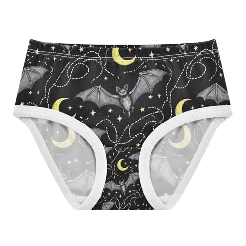 Girls Panties, Bats Moon Wings Toddler Panties, Girls Cotton Underwear, 2T–8 Years