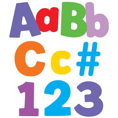 Image of Carson Dellosa 219-Piece Colorful Cutout Letters, 4 inch Upper and Lowercase Alphabet, Numbers, Punctuation, and Symbols for Bulletin Board, Posterboard, Party, and Classroom Decor