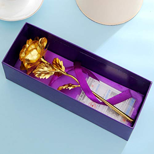 VALICLUD Folha de ouro 24K flor rosa presente de casamento do Dia dos Namorados ((dourado) caixa de