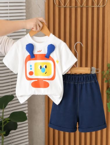 Image of Googo Gaaga Boy's Cotton Short Sleeve Printed Tshirt and Half Pant Set