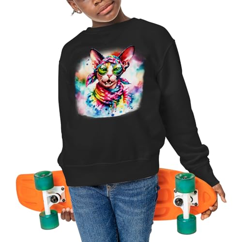 Hippie Cat Portrait Watercolor Tie-dye Vintage Styles Adult Youth T-Shirt Hoodie Sweatshirt4