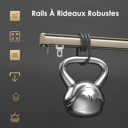 Séparateur de pièce avec rail de rideau mural 420 cm design